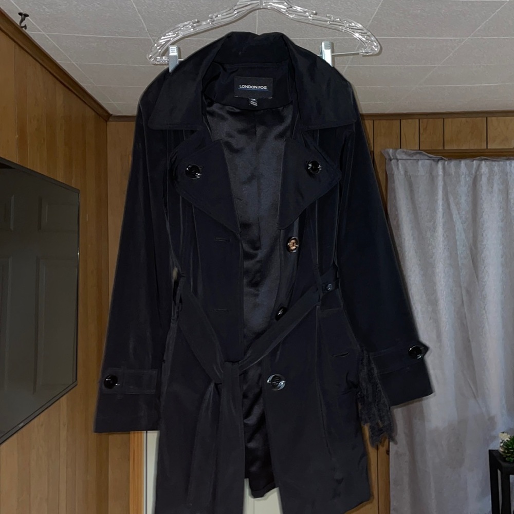 London Fog Black Winter coat with hood and gloves